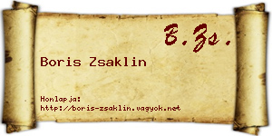 Boris Zsaklin névjegykártya